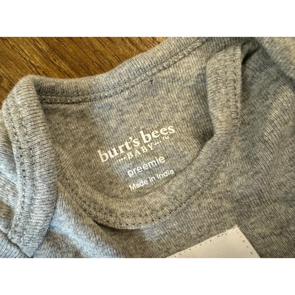 Burts Bees Outfit Sleeper Preemie Baby Boy Girl Unisex Neutral Gray Reborn Doll - Picture 7 of 8